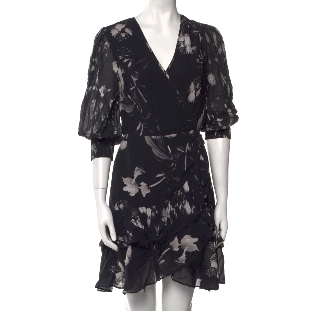 Allsaints Ari Pauline Floral Print Faux Wrap Dress - Nwt
